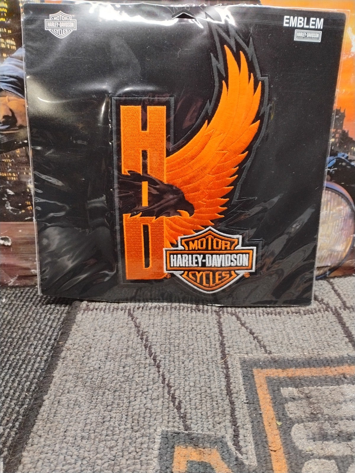 Nos Vintage Harley Eagle Wings Large 8in Orange  Motorcycle Vest Patch 