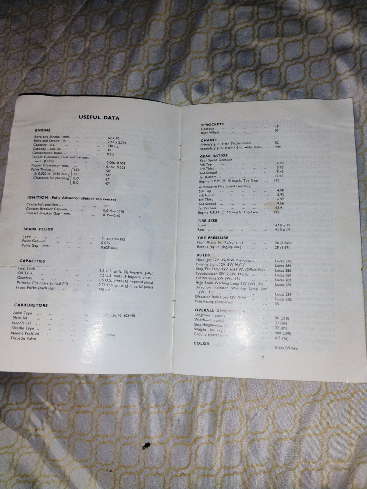 Triumph Owner's Handbook 1971 Models 750CC Triple Trident T150 orig USA Model 