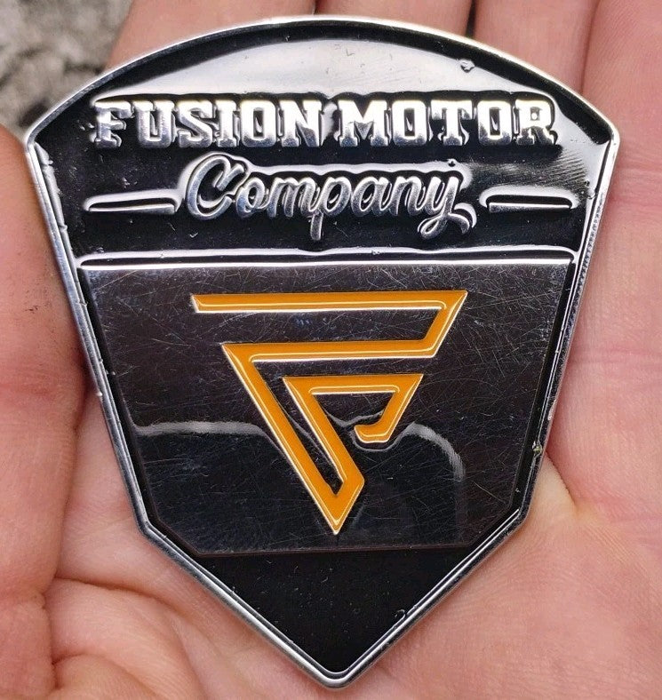 Fusion Motor Company Luxury Adhesive Emblem Badge Black Shield Logo 3M Backed