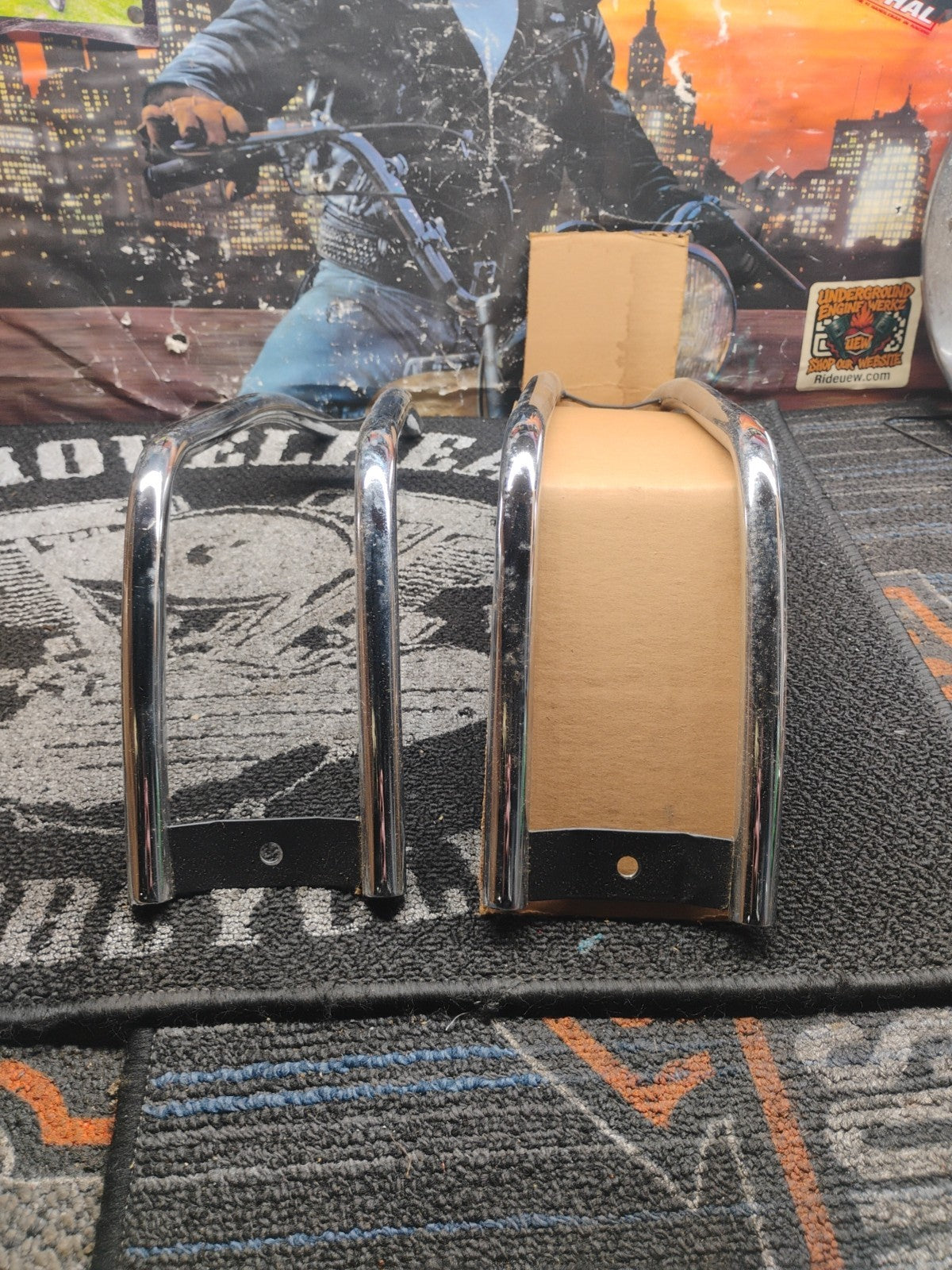 K&G Engineering Chrome Motorcycle Trunk Rails Saddlebag Guard Rails NOS In Box