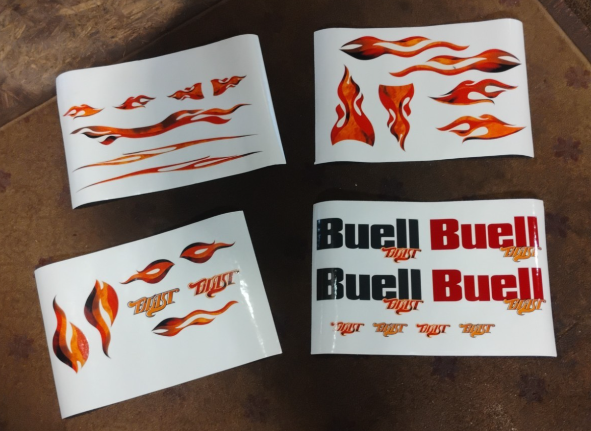 NOS OEM Buell Blast Personal FX "Heater" Decal Kit 13578-01Y Complete