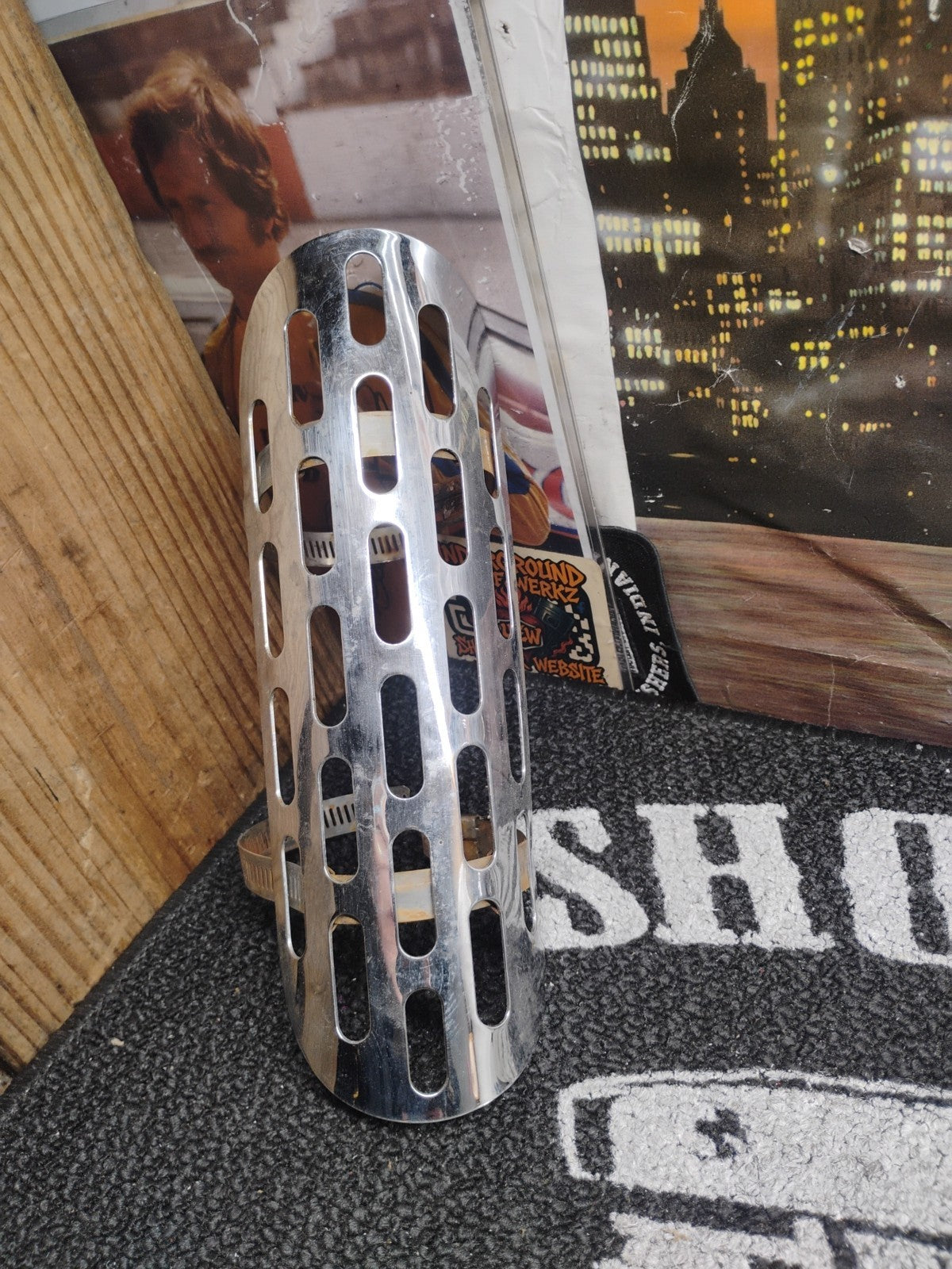 Harley Davidson Slotted Exhaust Heat Shield Chrome Chopper Bobber Old School Uni