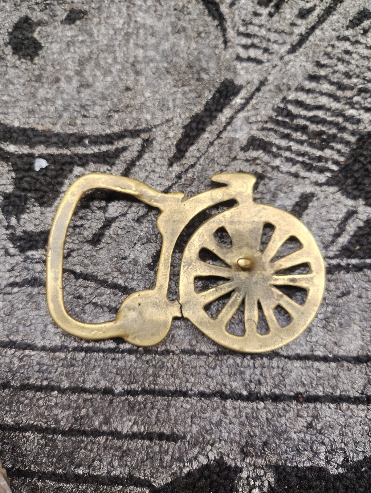 Vintage Solid Brass High Wheel Bicycle Belt Buckle Penny Farthing Cyclist