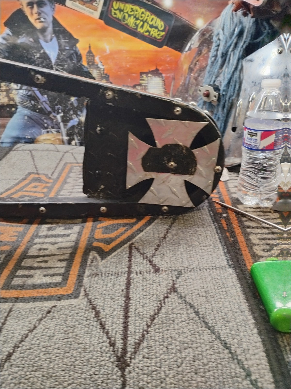 Suzuki Motorcycle Sissy Bar, w/ Black Padded Backrest 