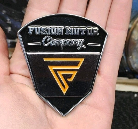 Fusion Motor Company Luxury Adhesive Emblem Badge Black Shield Logo 3M Backed