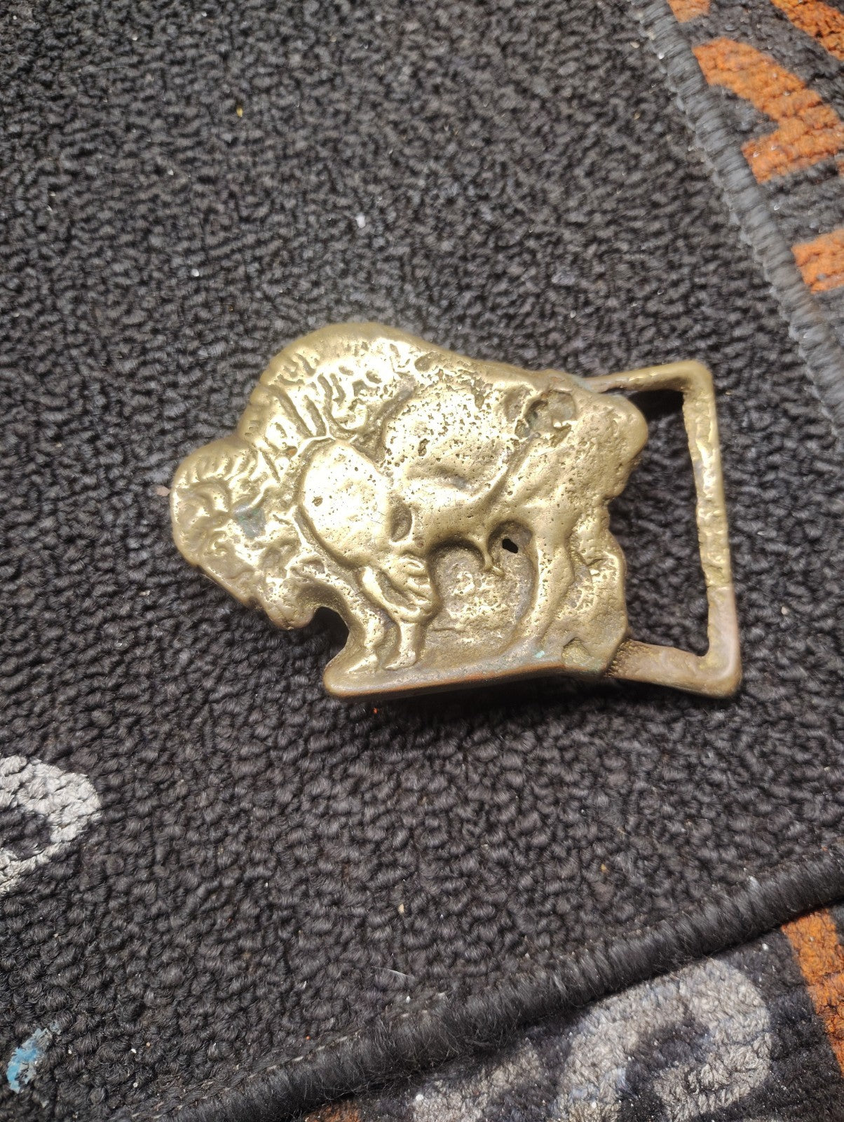 Vintage Trinity Buckle Co Brass Buffalo Bison Belt Buckle 1970s