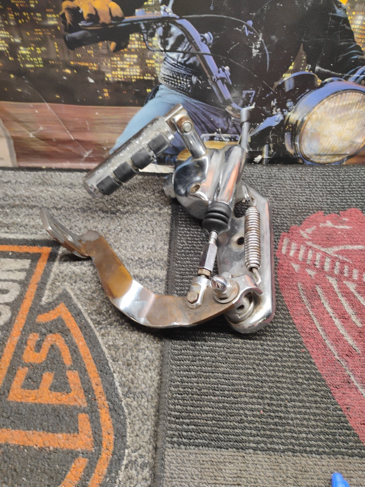   Harley Davidson Chrome Master Cylinder Brake Lever With Foot Pedal