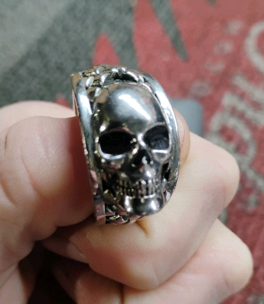 New Skull in the Belly of the Beast Mens Gothic Biker Ring 