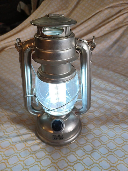 Olde Brooklyn LED Old Style Lantern - Dimmable Silver Two D Battery Operated