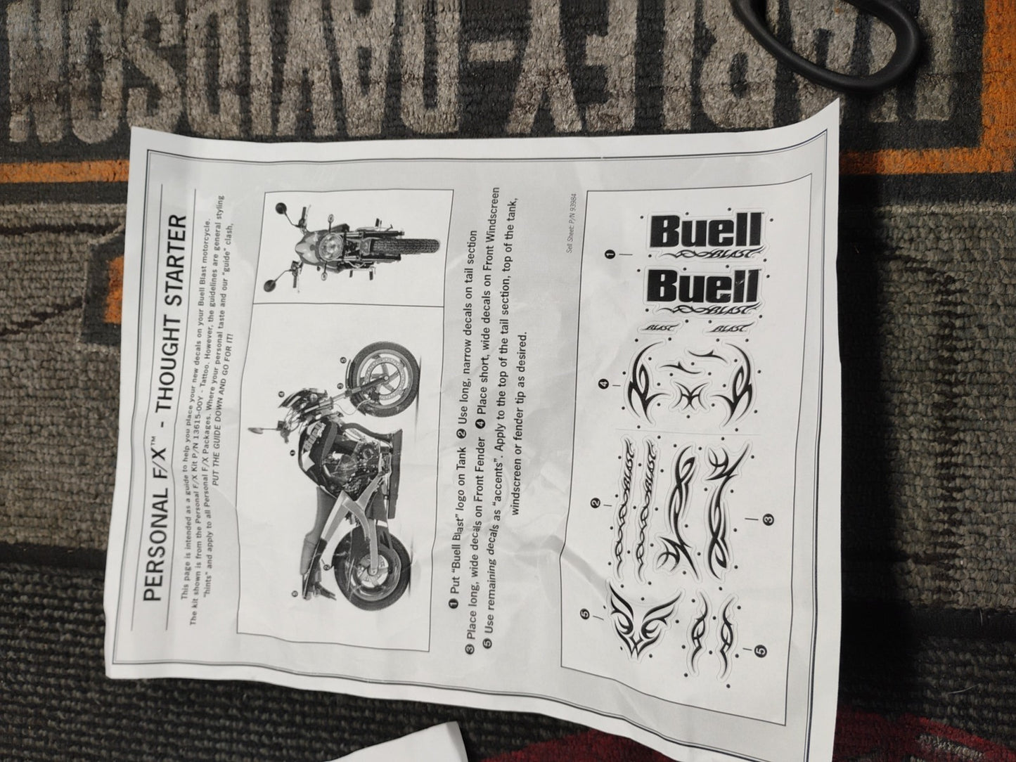 Buell Blast  Harley Personal F/X kit: Decal Set  13622-00Y  Mesa style NOS