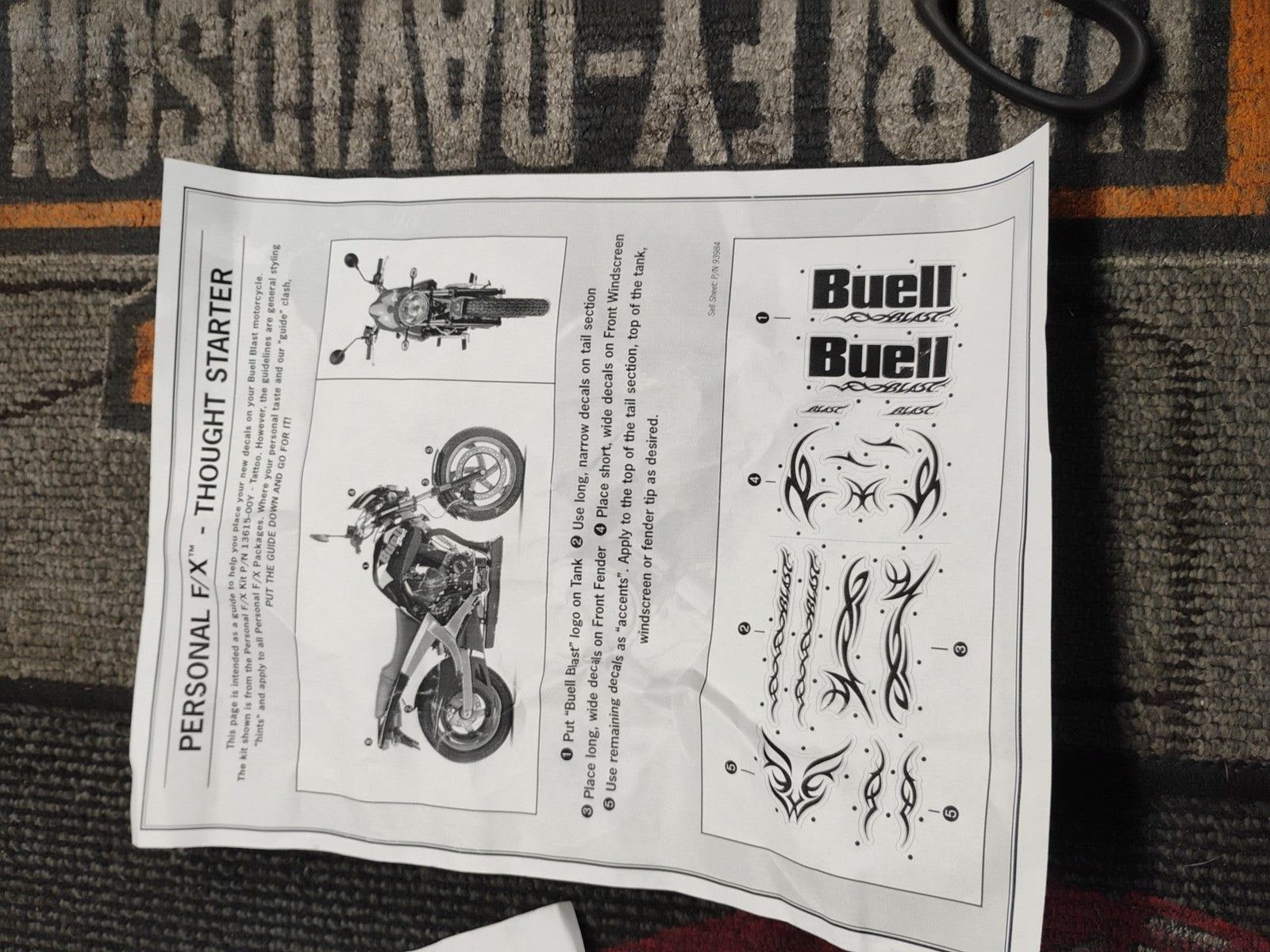 Buell Blast  Harley Personal F/X kit: Decal Set  13622-00Y  Mesa style NOS