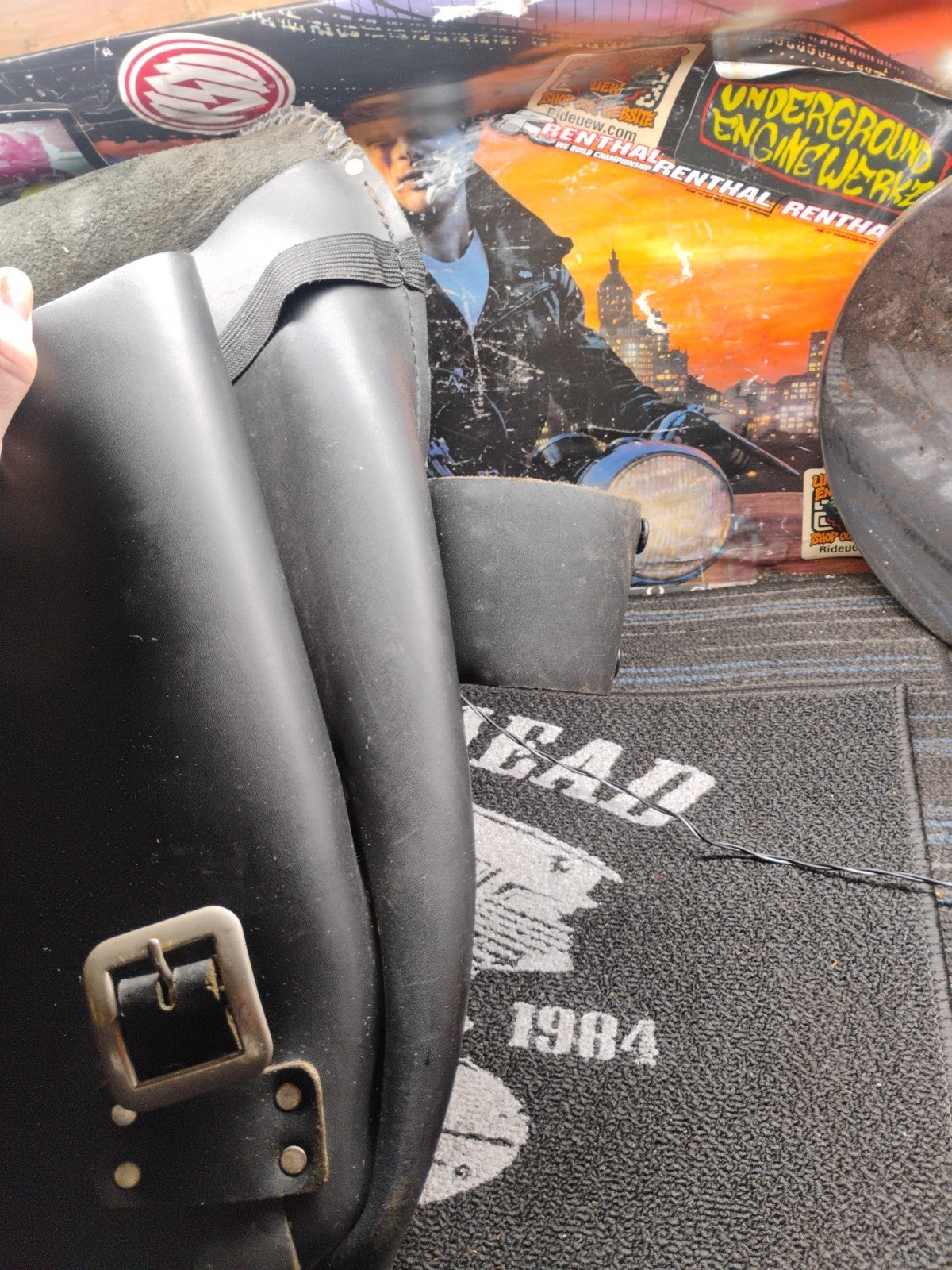 Motorcycle seat bags Saddle Bag Leather Left& Right With Cup Holders