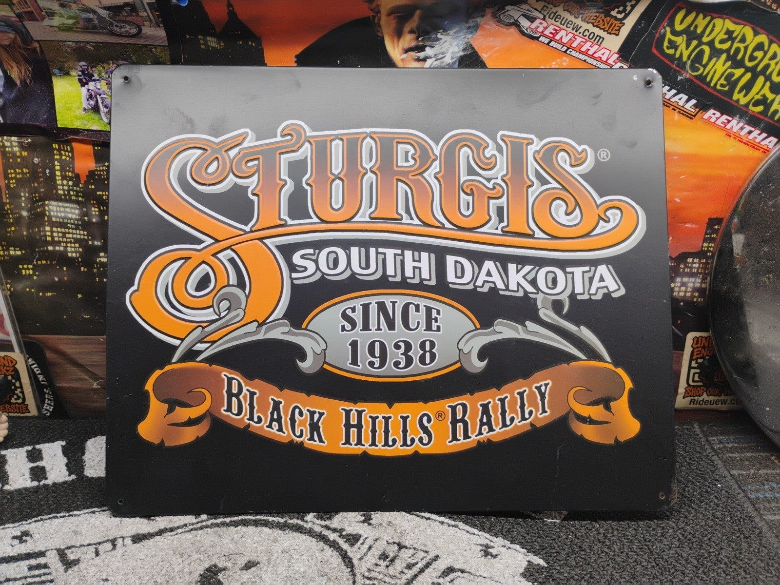 Motorcycle Sturgis South Dakota Since 1938 Embossed Metal Sign Garage 