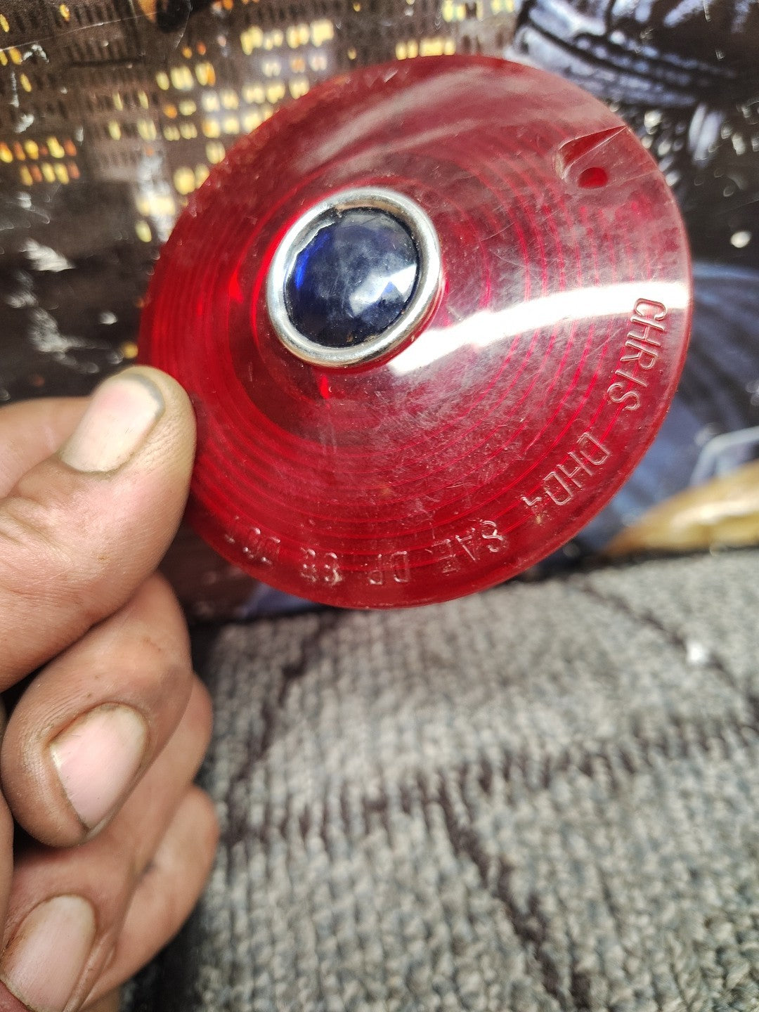 CHRIS PRODUCTS Turn Signal Lens - '63-'85 FL - Red with Blue Dot DHD3RB