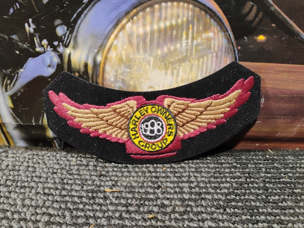1998 HOG Harley Davidson Owners Group Patch Badge Jacket Wings Rocker Black VTG