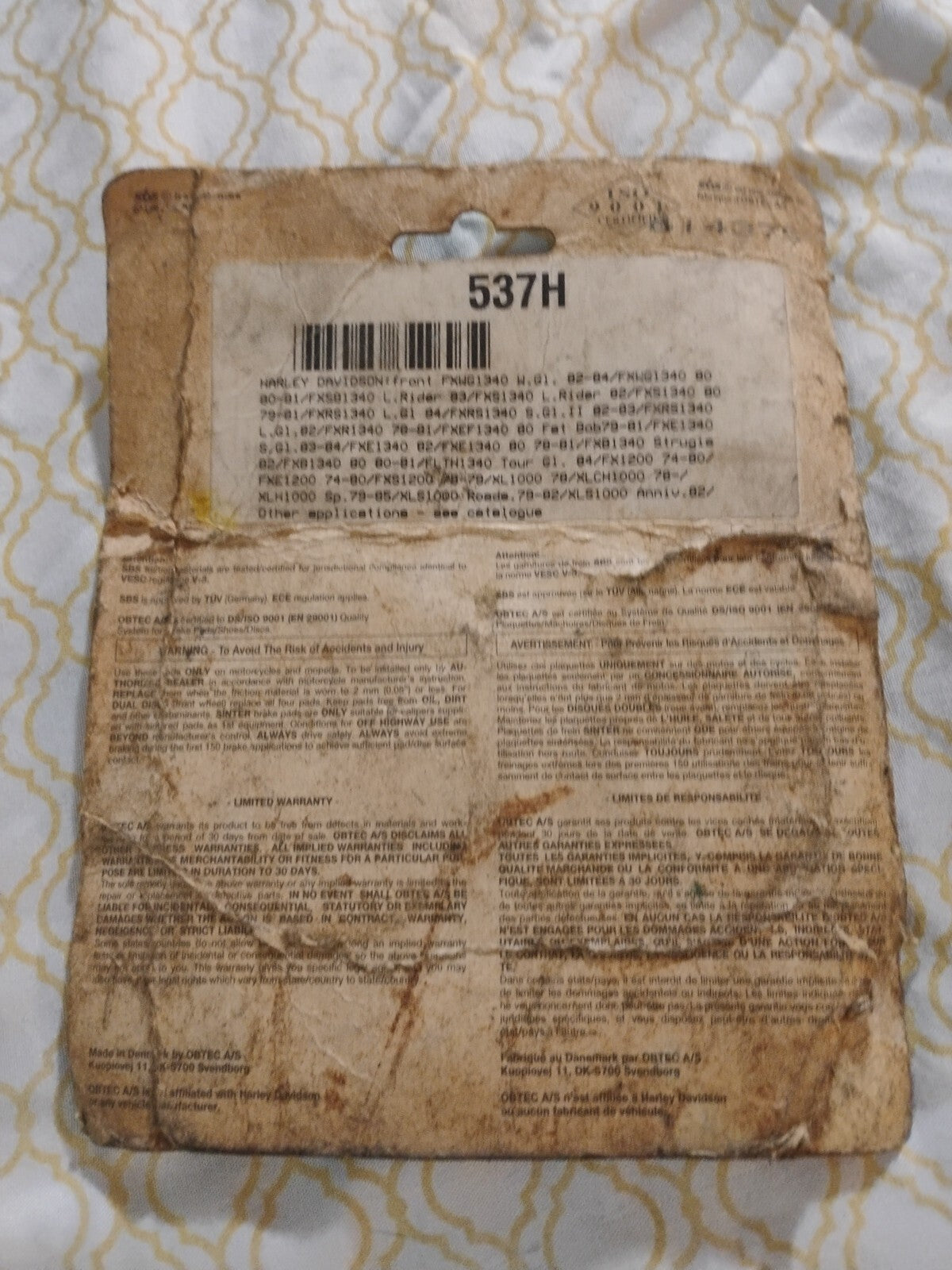 Nos Harley Davidson Brake Pads FX, FXR 77/83 Sportster 78/83 Front HD 44098-77 