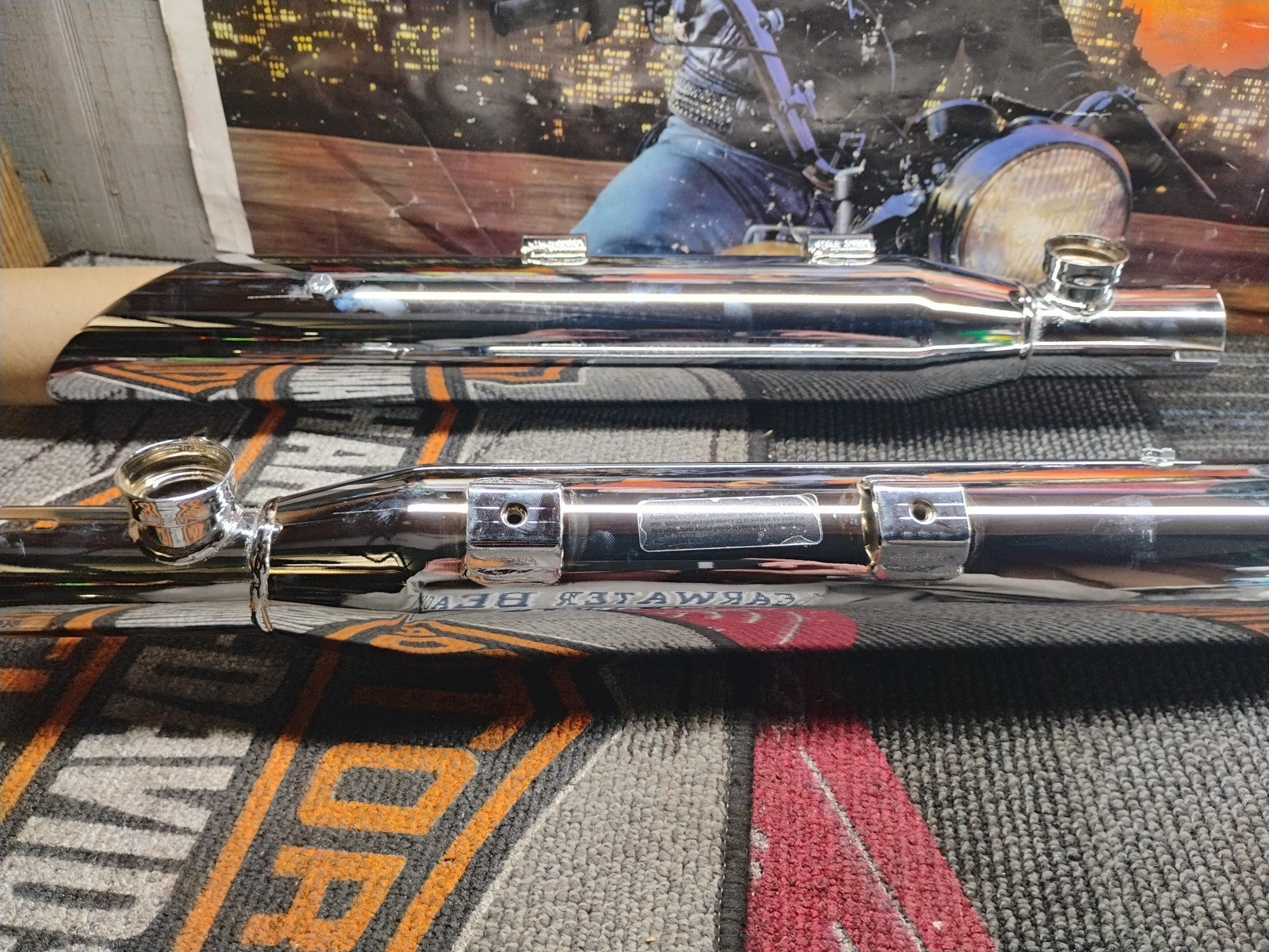 HARLEY DAVIDSON CYCLE SHACK Slip On Muffler Set, Chrome New Never Used