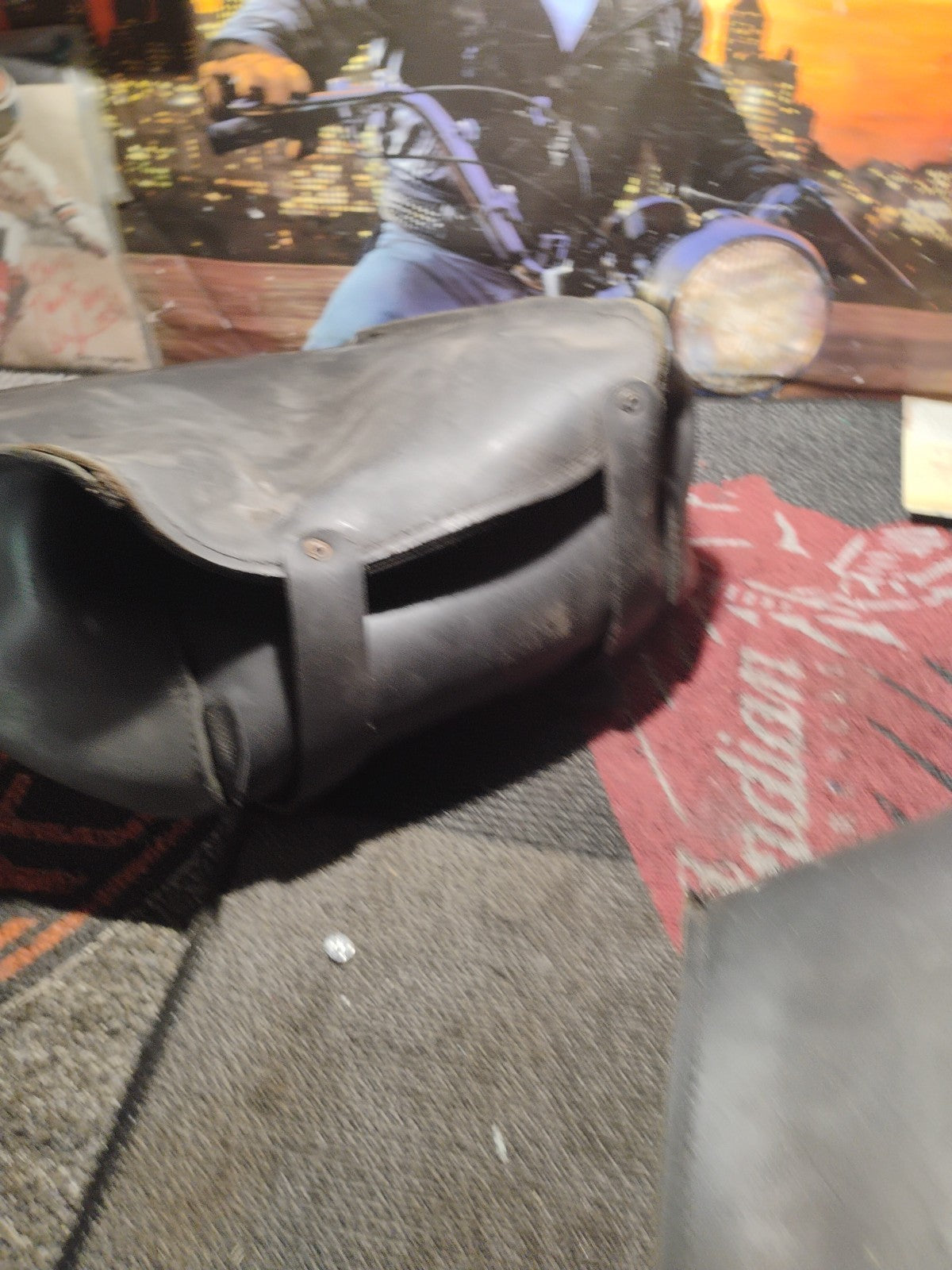 Harley Davidson Motorcycle seat bag Drag Specialties,leather, made USA,