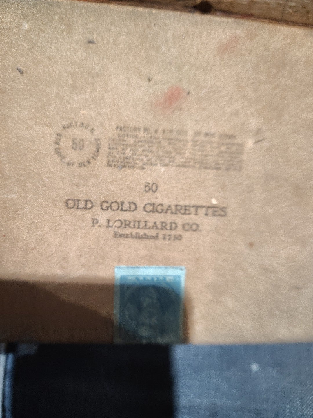 Travelstamps: 1933 US Revenue Series 103 - 50 Class A Cigs Stamp On Old Gold Box