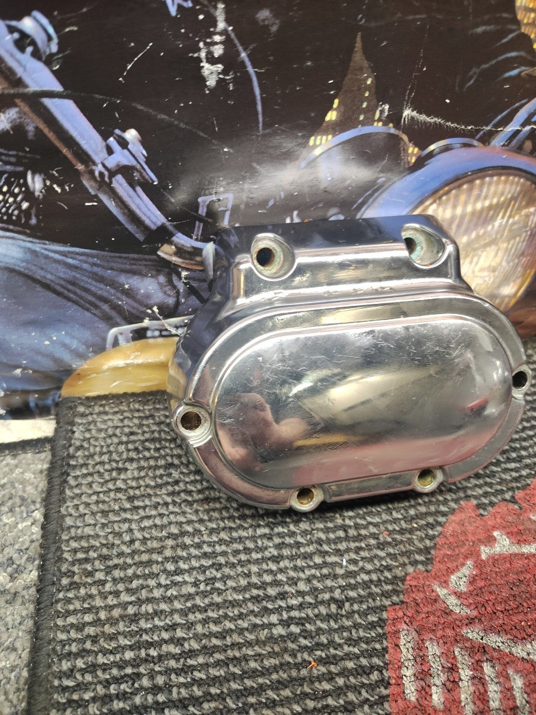 HARLEY DAVIDSON TRANSMISSION COVER CHROME Clutch Ramp & Dipstick 37082-99