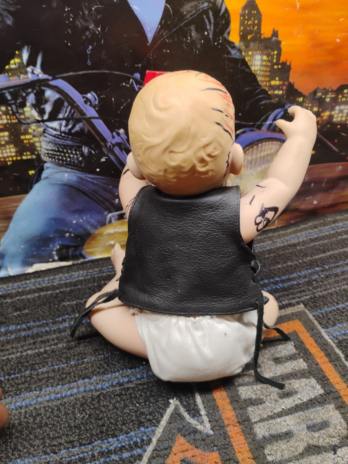 Harley Davidson Jarvis Porcelain Doll "Bobby" With Life like Tattoos And Smokes