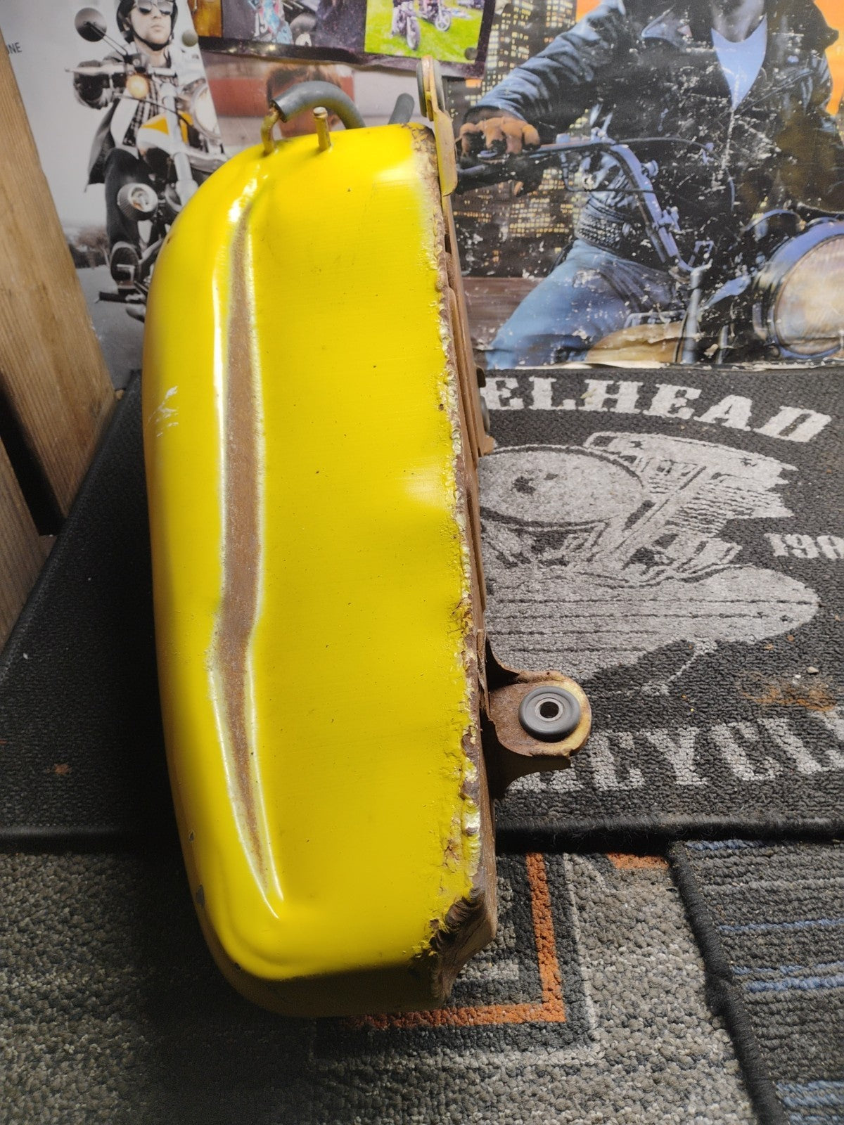 Harley-Davidson Peanut Gas Fuel Tank Yellow Black Script Logo OEM