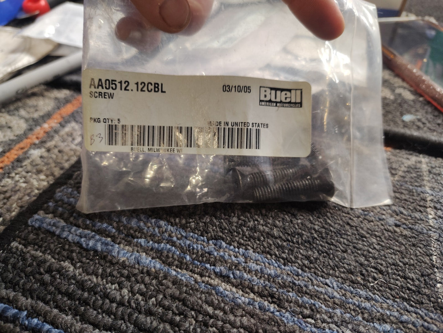 Buell OEM AA0512.12CBL Flat Head Screw 5/16-18 x 1-1/2 New