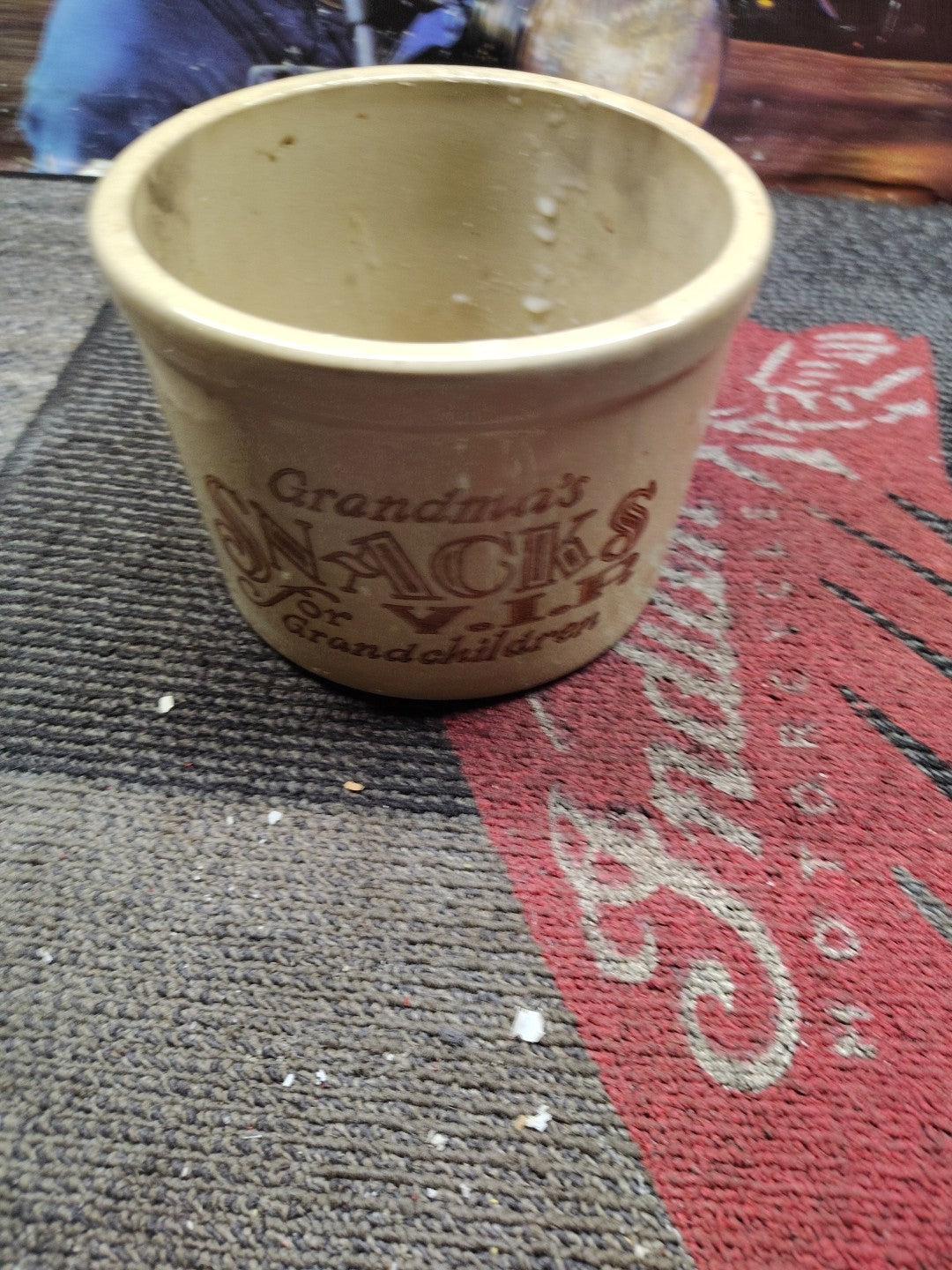 VintPottery Crock "Grandma's Snacks for V.I.P. Grandchildren"Candle Crock