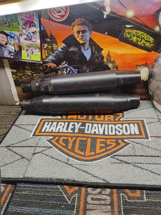 Genuine 14-23 Harley Davidson XL1200 883 Sportster Slash Cut Slip On Muffler Set