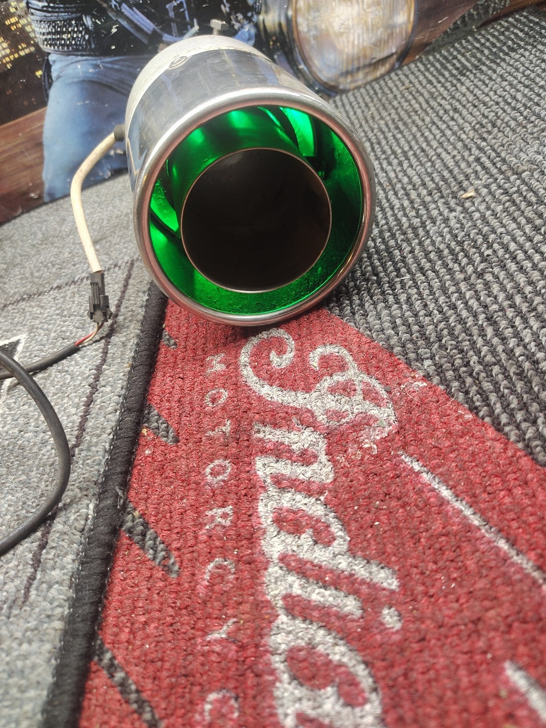 Exhaust Chrome Muffler TIP Lighted Afterburner 1 1/4" - 2" Green Light Color