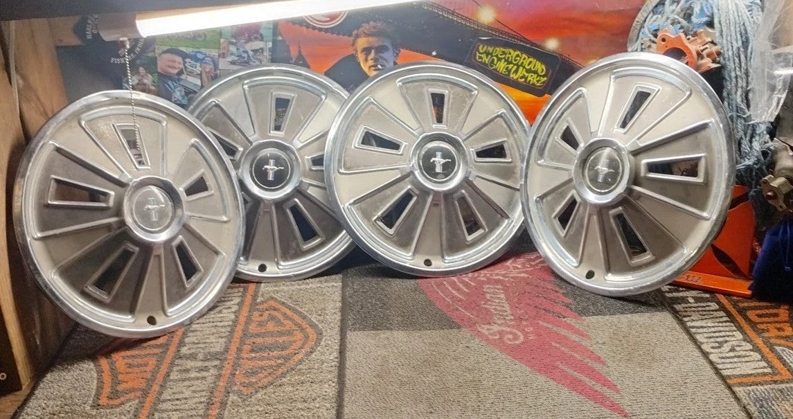 Set (4) OEM 1966 14" Ford Mustang Stainless Wheel Covers Hubcaps & Rat Rod  997