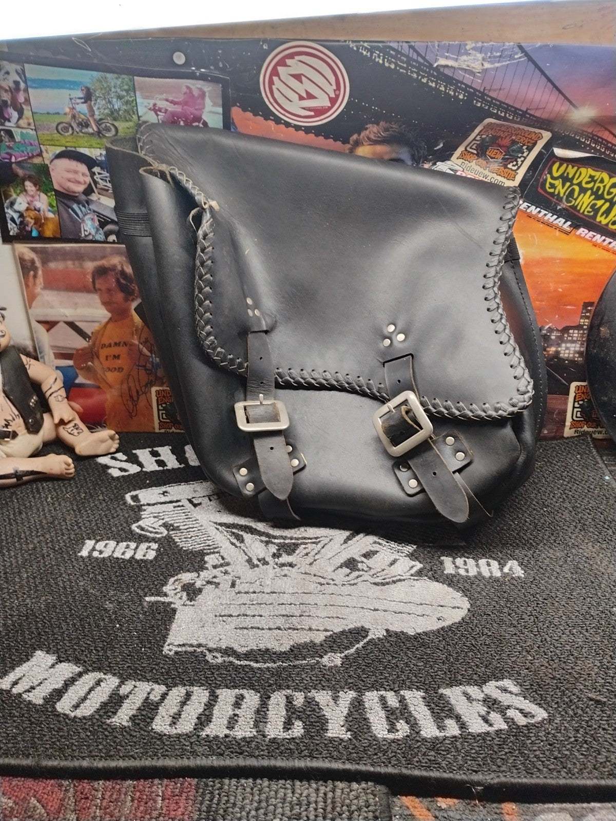 Motorcycle seat bags Saddle Bag Leather Left& Right With Cup Holders
