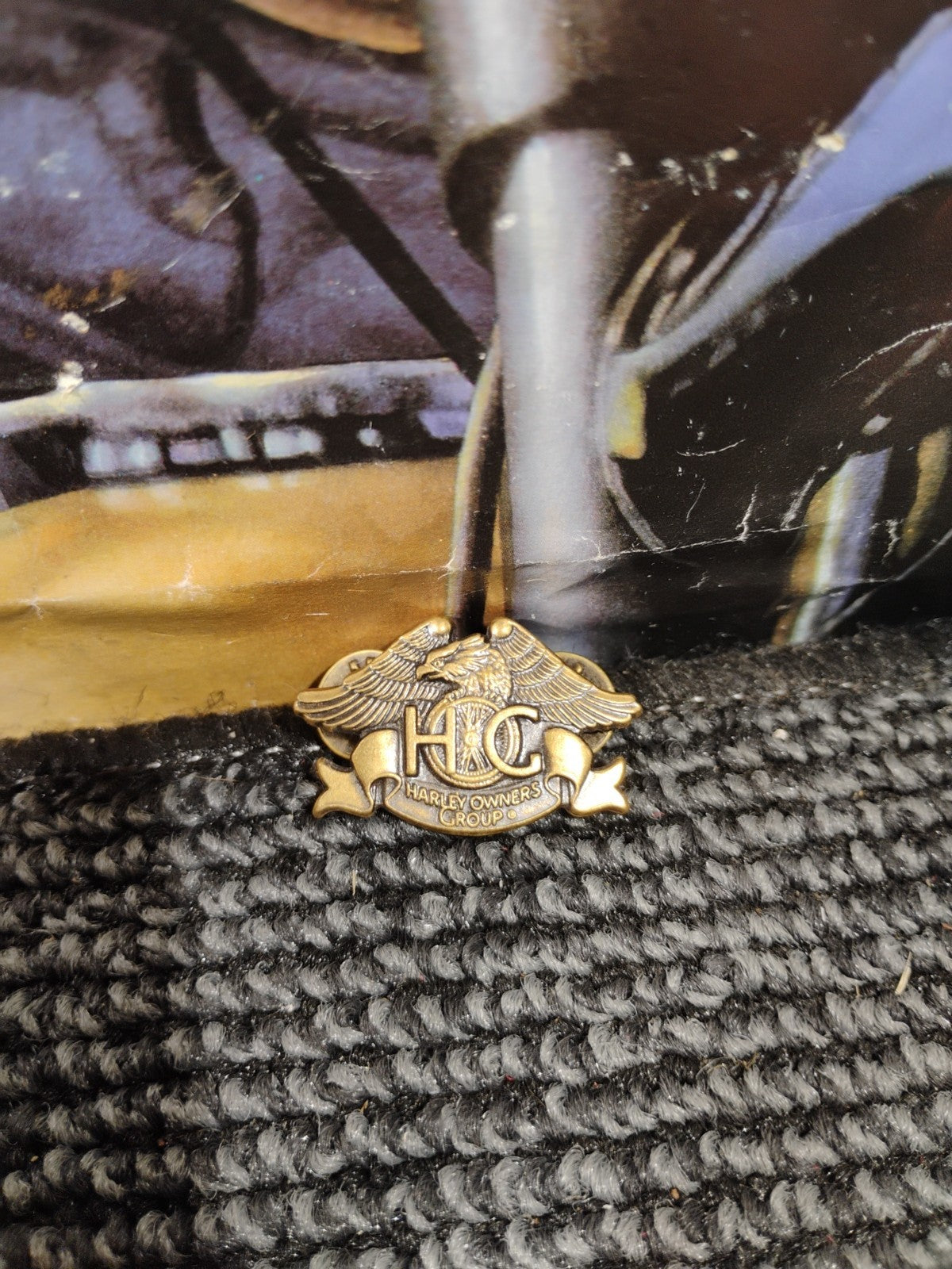 Harley Davidson Brass Tone Pinback Eagle 1993 90th Anniversary HOG VINTAGE