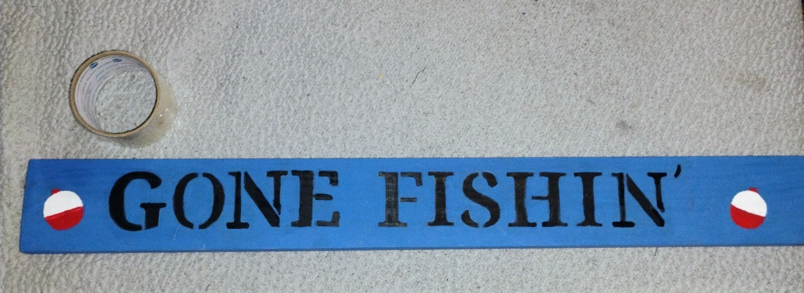 Large 36"x*" Gone Fishing Metal Sign Fish Bass Man Cave Lake House Cabin Rustic