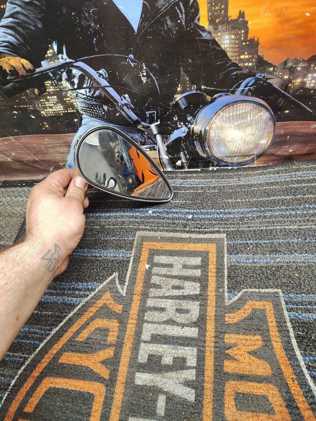 Harley Dyna Sportster Softail FXR & Sportster Right Chrome Rear View Mirror