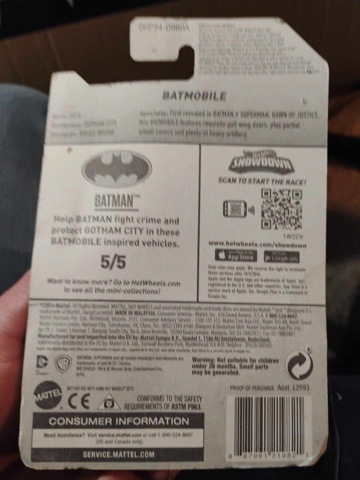 Hot Wheels Batman Batmobile 5/5 DC COMICS 2016