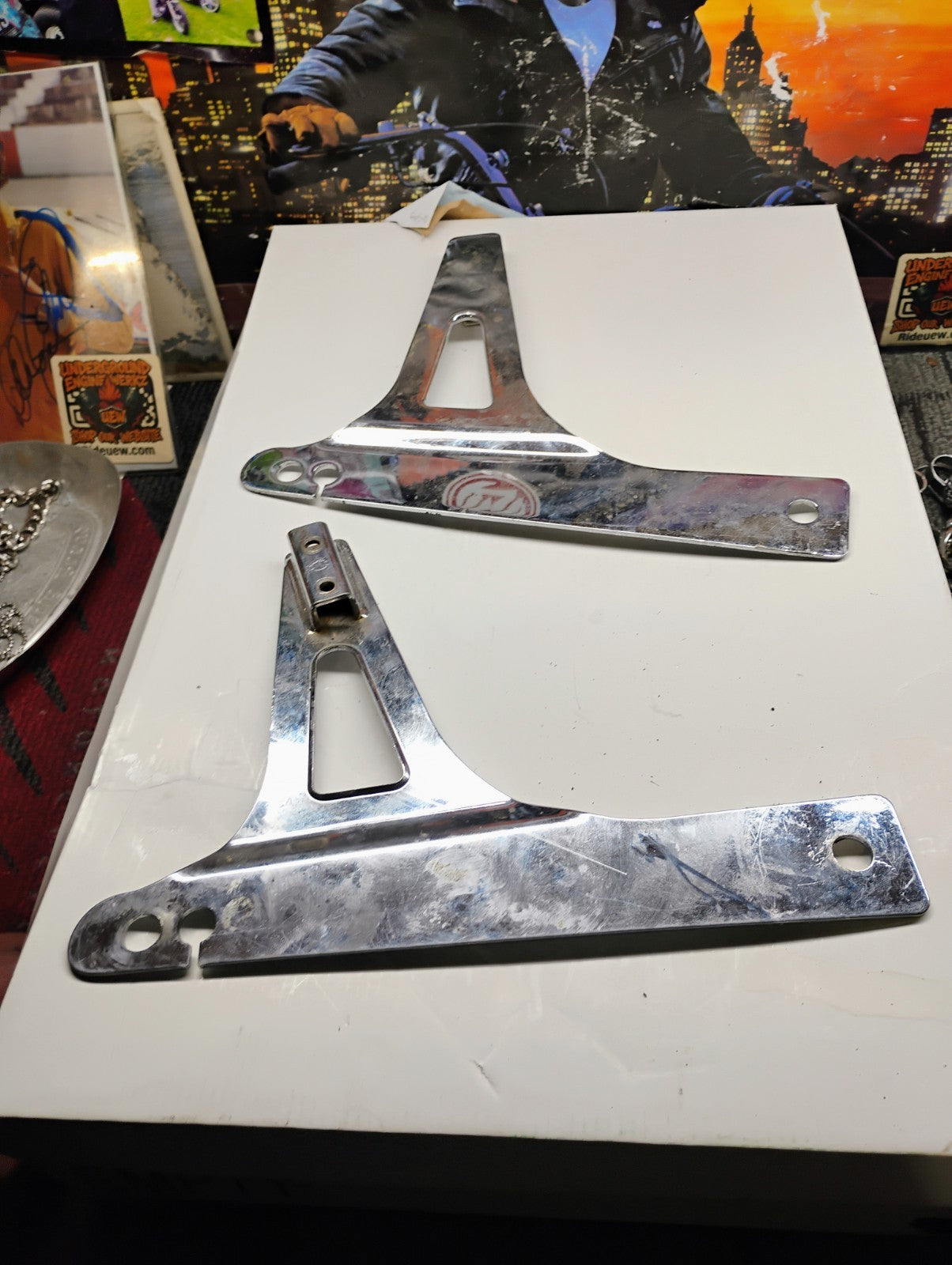 HARLEY DAVIDSON BACK REST MOUNTS CHROME OE 