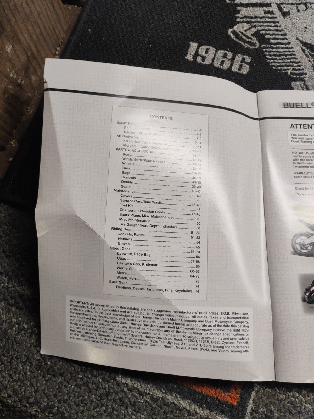 Genuine Buell Parts & Accessories Manual July 2009 P/N 99570-10BUZ