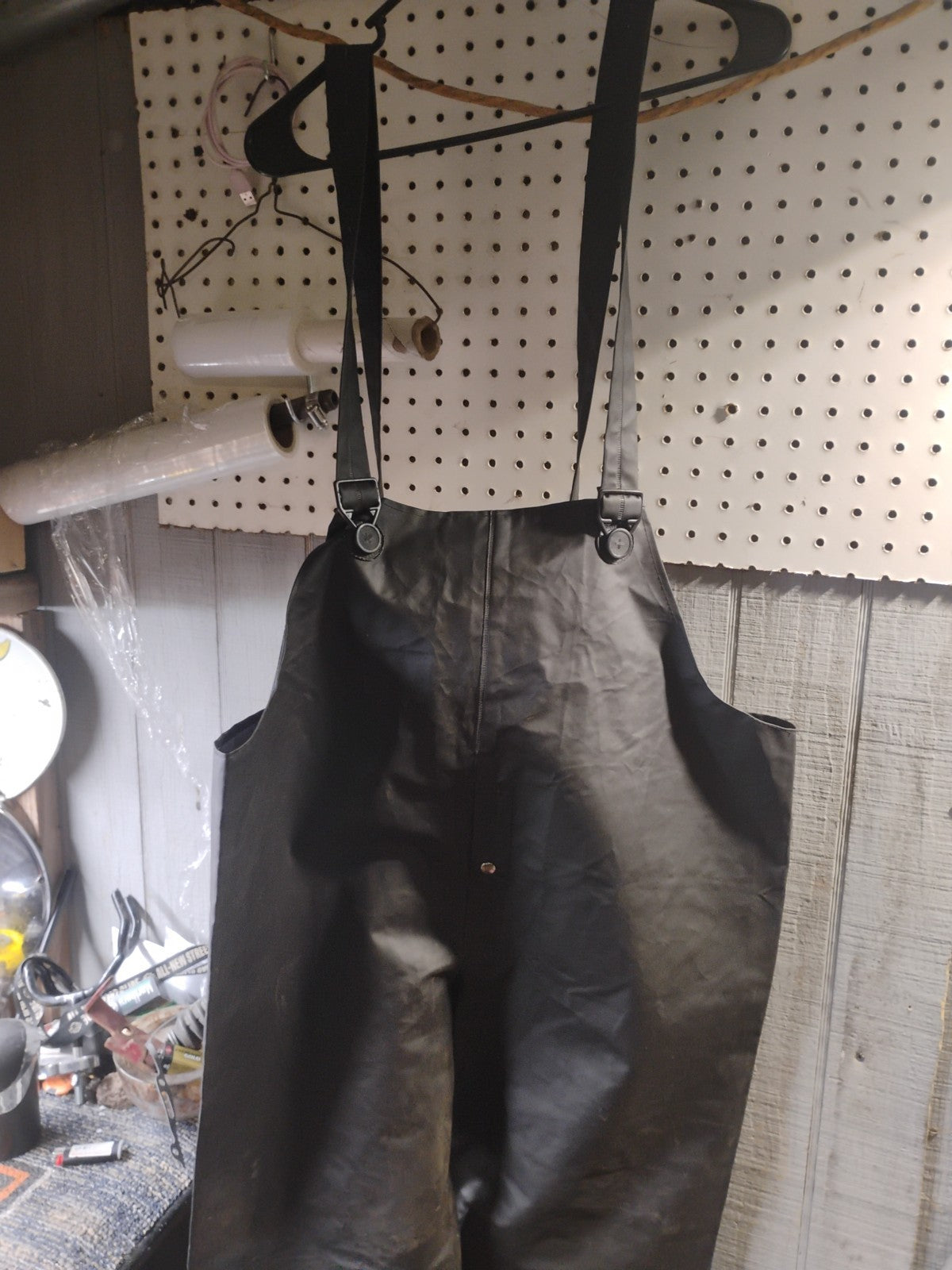 Black Protective Wear Overalls Waders Bib Pants Rain Wear Size M Never Worn