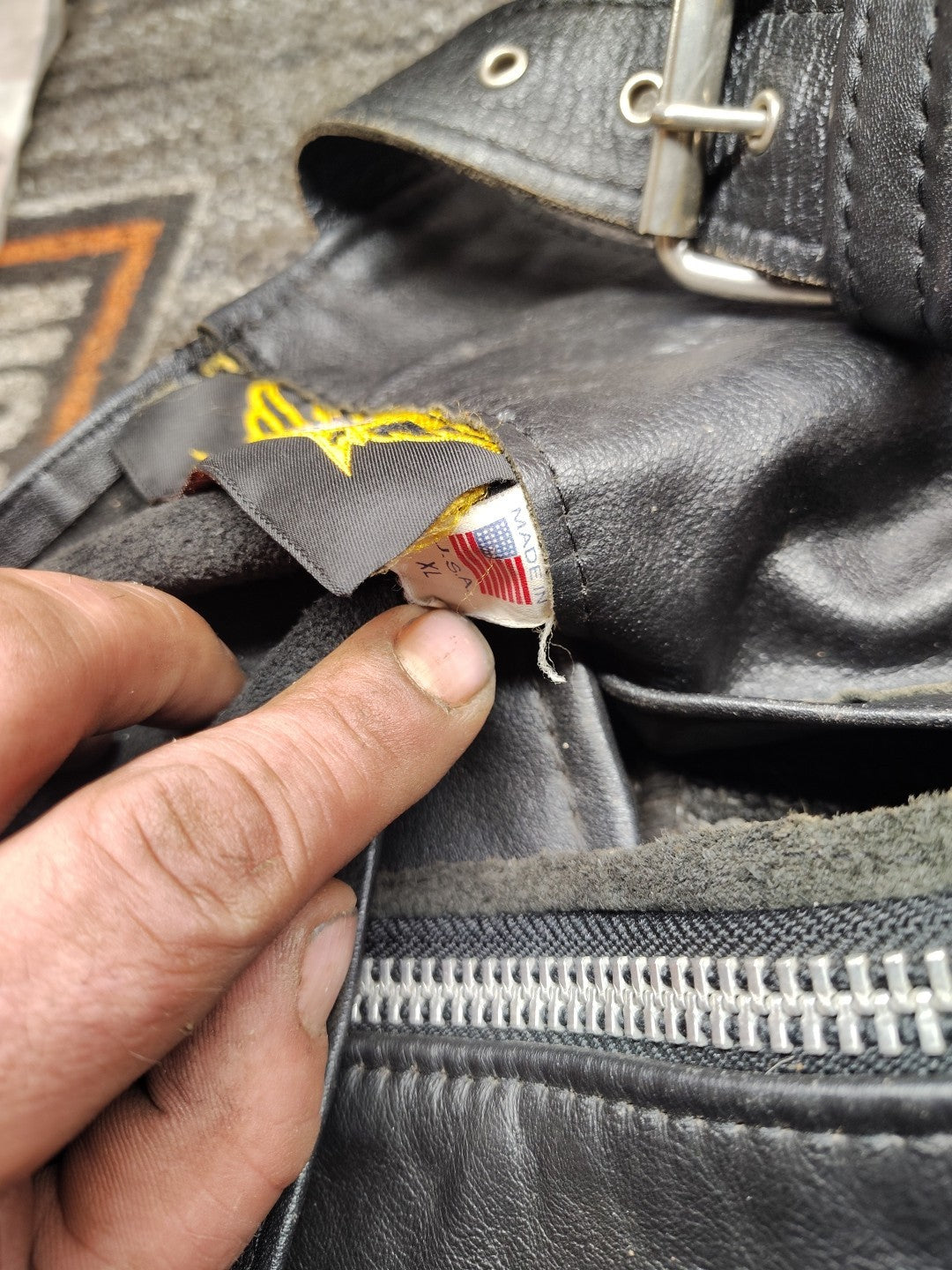 USA Old Skool Universal Rider Men's Leather Motorcycle Chaps Xl 