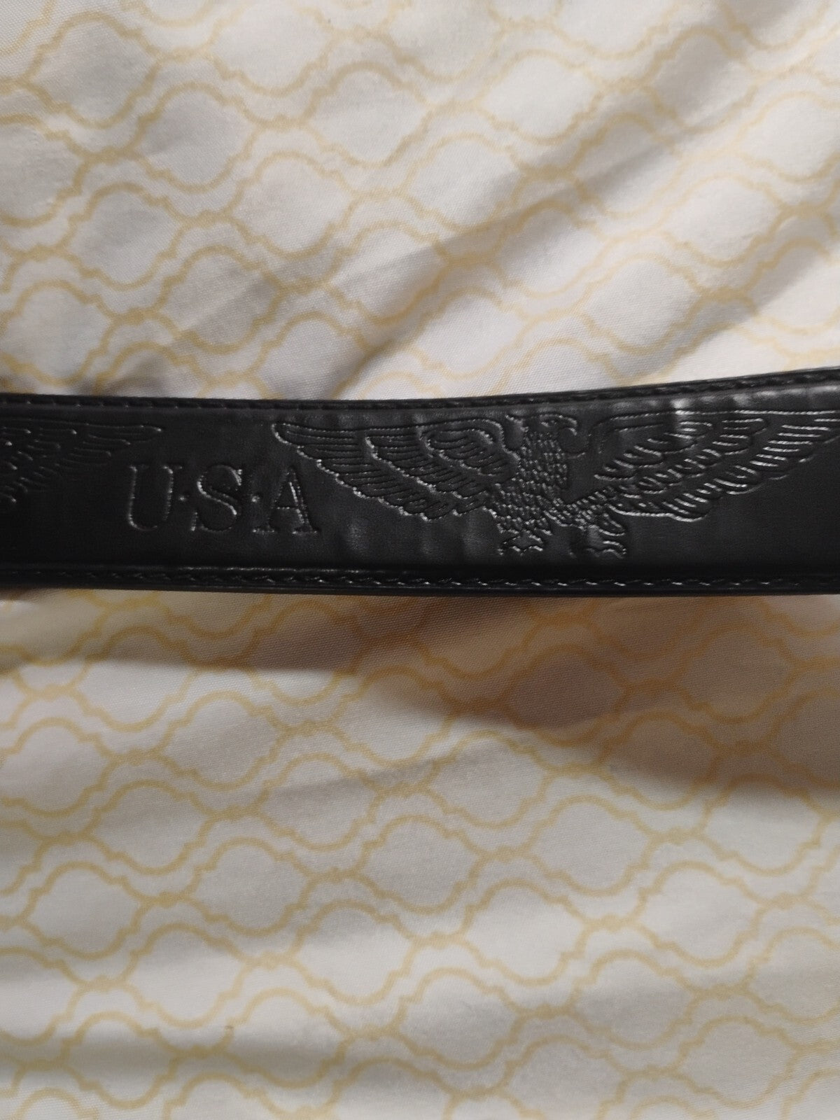 USA Eagle Genuine Leather Belt Size 34-36 Black Vintage USA American Bald Eagle