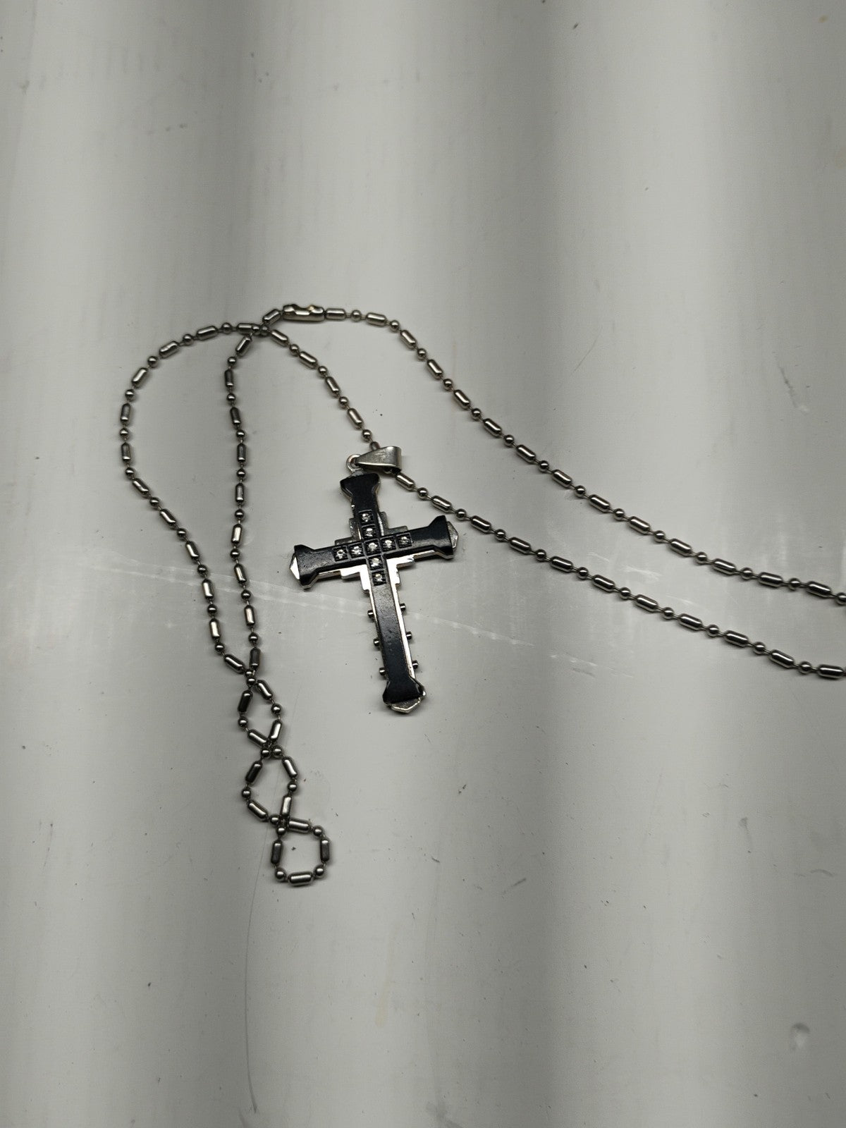 Christian Cross Necklace ~ Stainless Steel ~ 22” Chain ~ Black or Blue