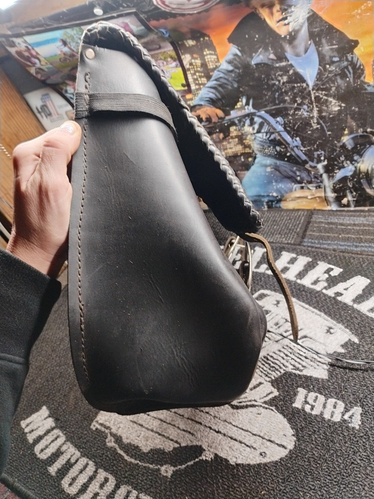 Motorcycle seat bags Saddle Bag Leather Left& Right With Cup Holders