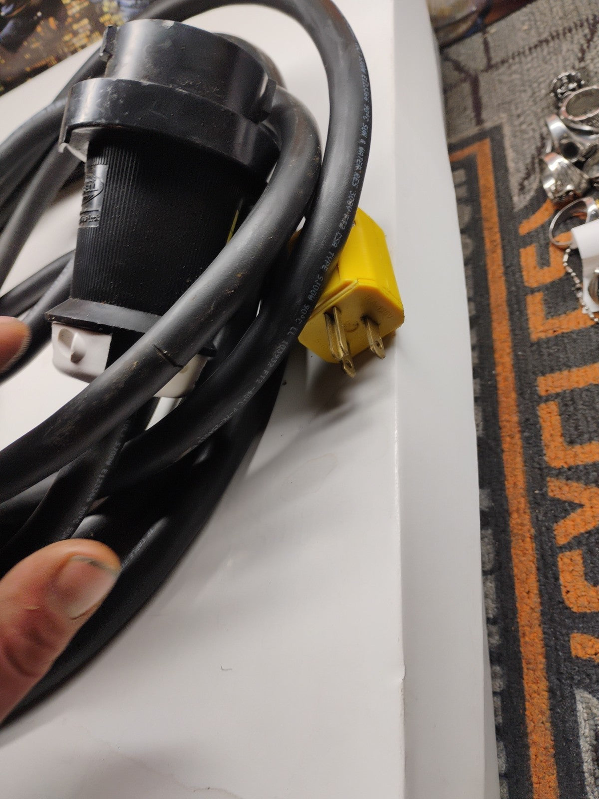 20' 12/3 SOOW Portable Power Cable Flexible 600V weatherproof HUBBELL ENDS.