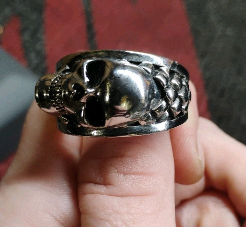 New Skull in the Belly of the Beast Mens Gothic Biker Ring 