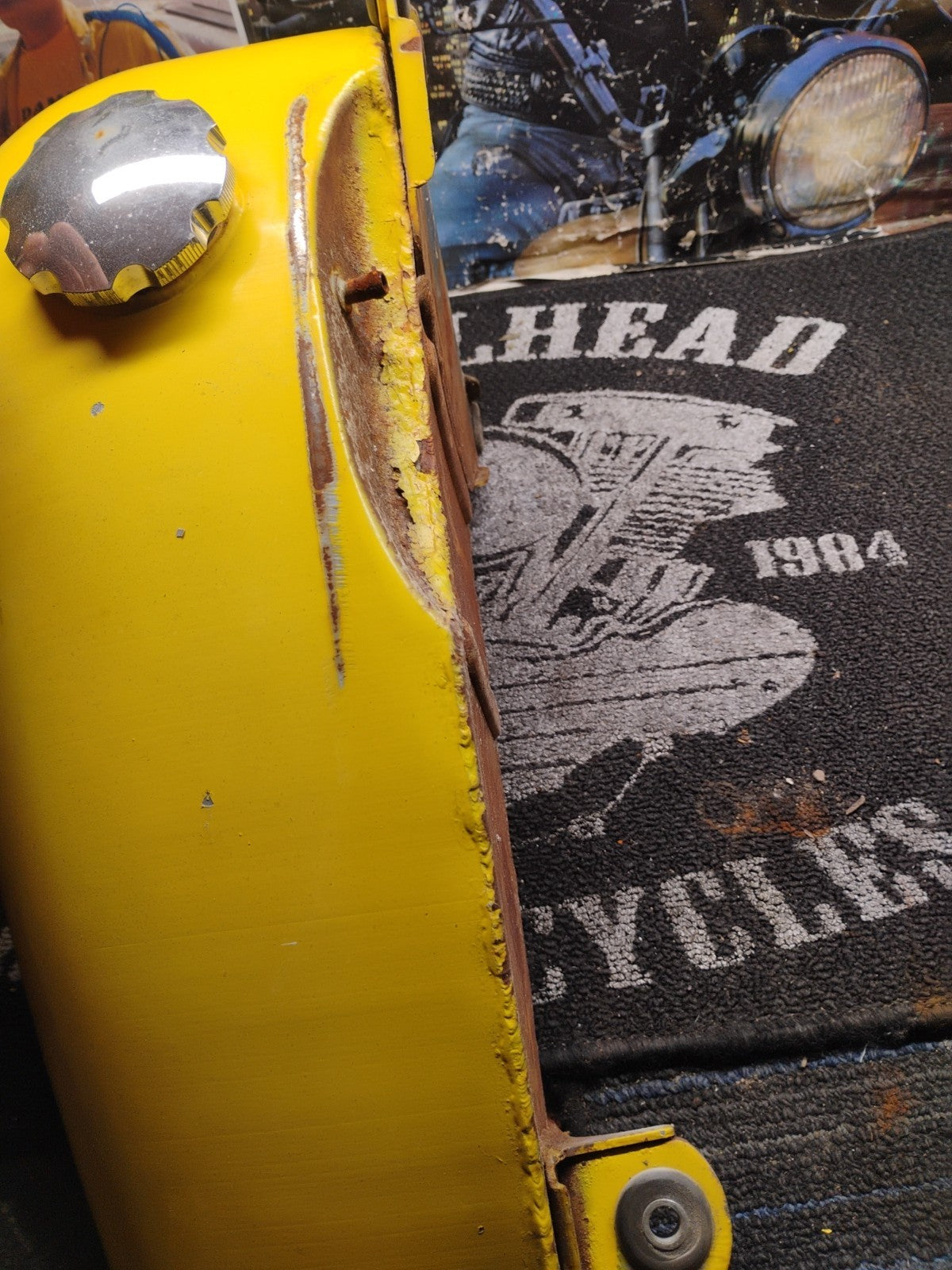 Harley-Davidson Peanut Gas Fuel Tank Yellow Black Script Logo OEM