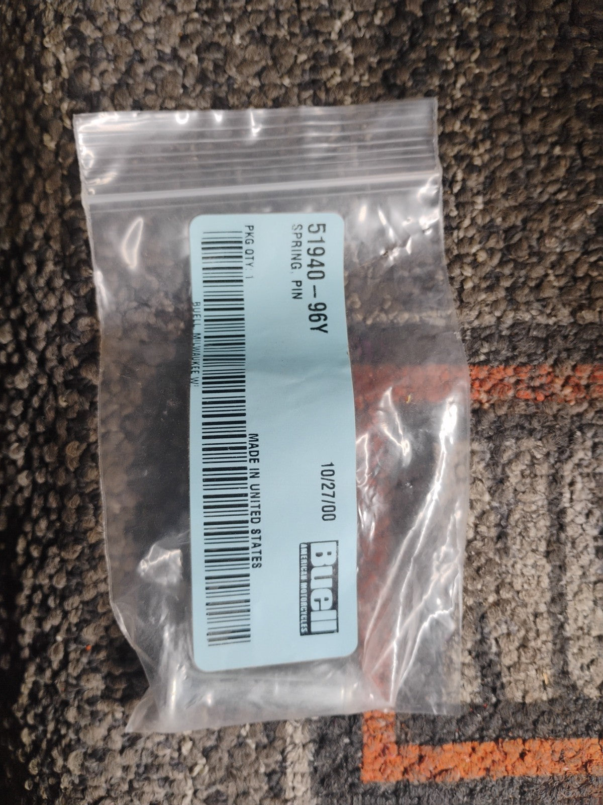 Buell OEM 51940-96Y Spring Pin NOS