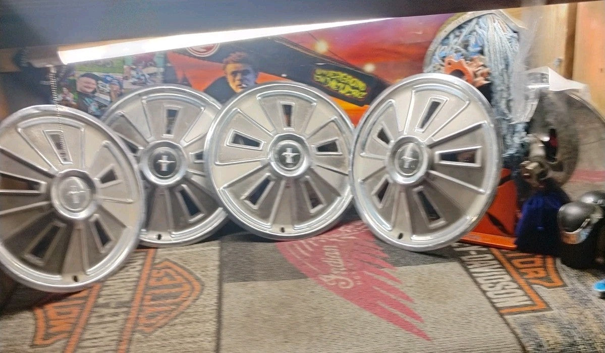 Set (4) OEM 1966 14" Ford Mustang Stainless Wheel Covers Hubcaps & Rat Rod  997