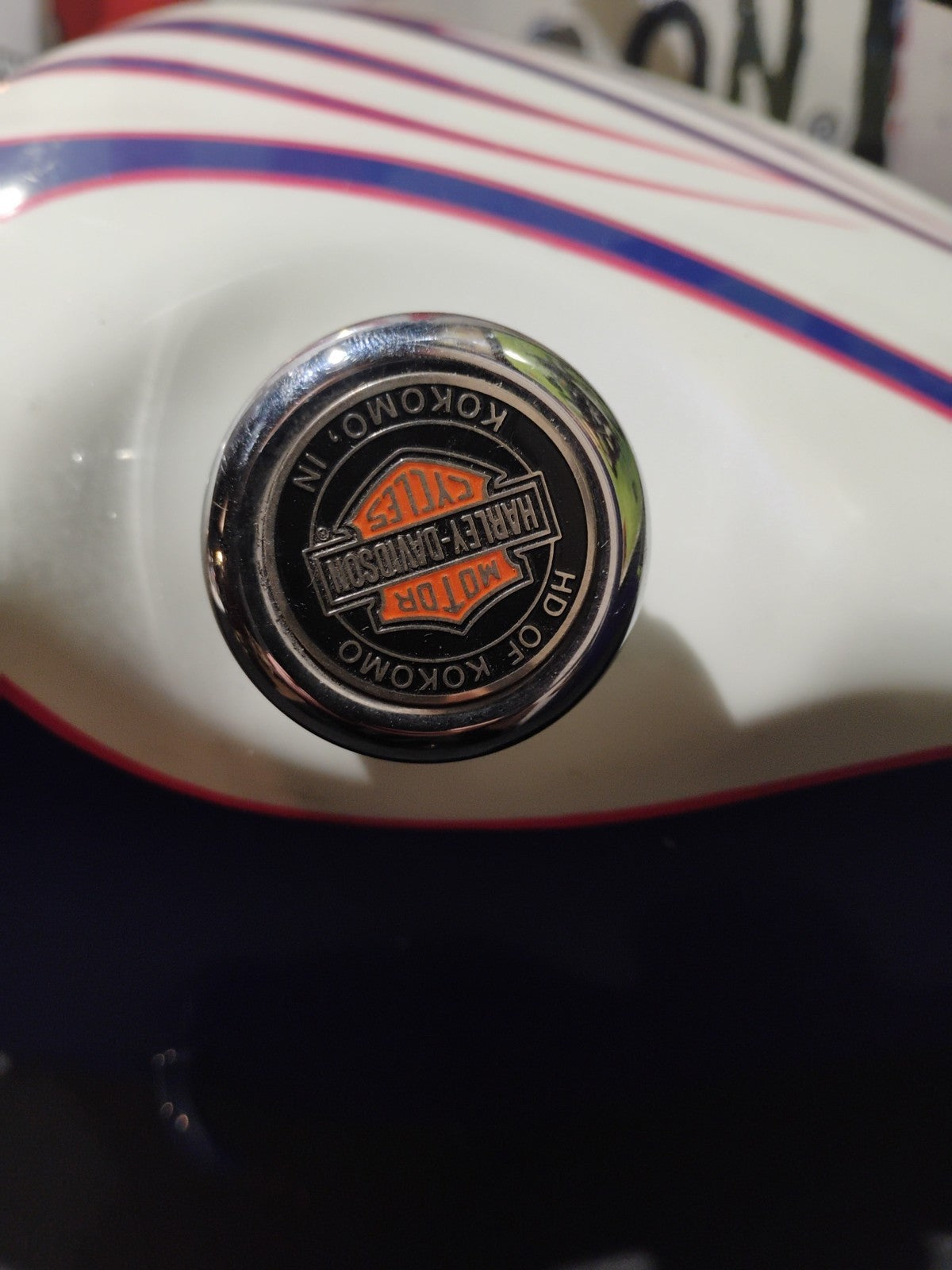 Harley Davidson Sportster oil tank Custom Paint Red White Blue 
