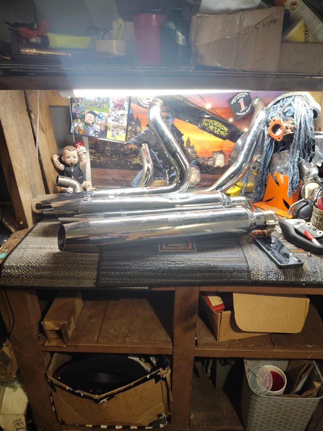 Harley Davidson M8 Exhaust Syst/Chrome 64900236A Slash Tip SlipOn Mufflers